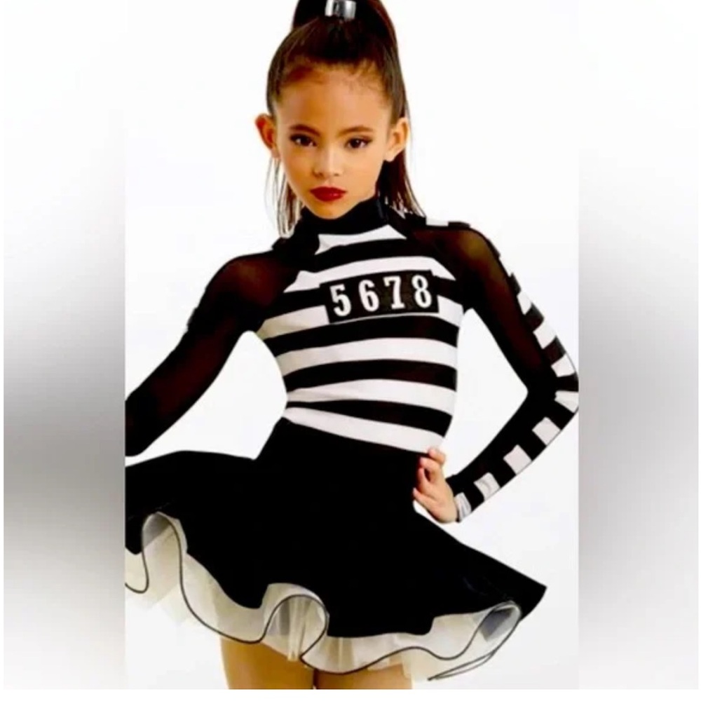 Weissman Jailhouse Black and White Stripe Dance Costume Tap Jazz Size XSC